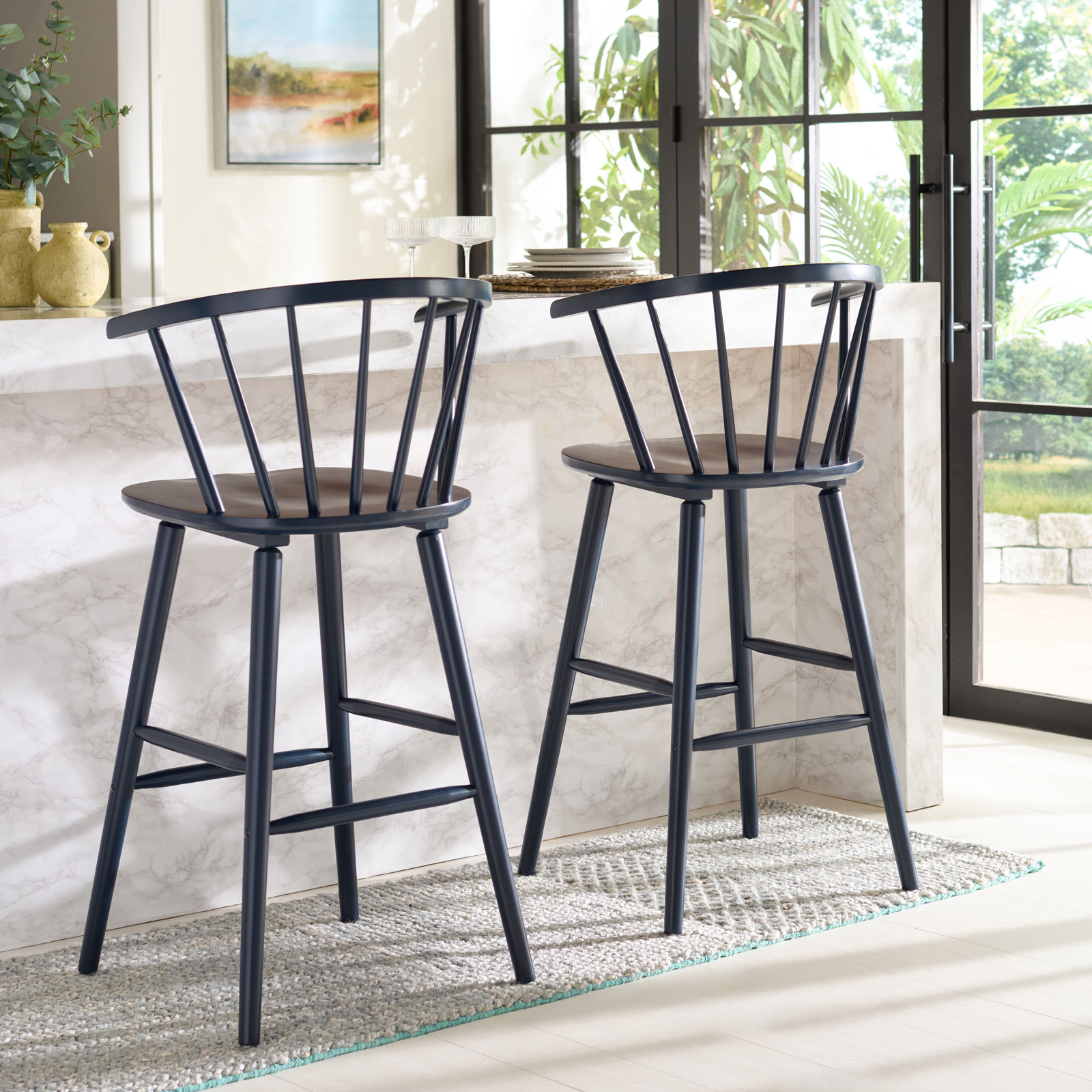 Sheffield Bar Stool, Bar Stool (29" Seat Height), Navy