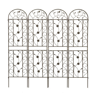 Ensemble de 4 treillis de jardin en métal 86,7 "x 19,7" antirouille pour plantes grimpantes