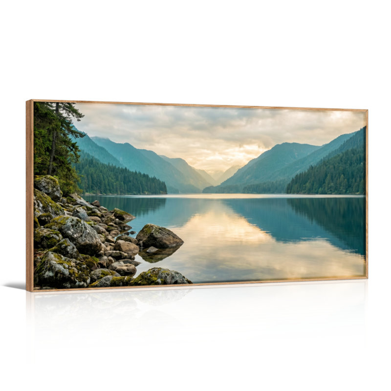 «Mountain Lake», reproduction d'art sur toile, ensemble de 1, L 58 po x H 28 po, Naturel