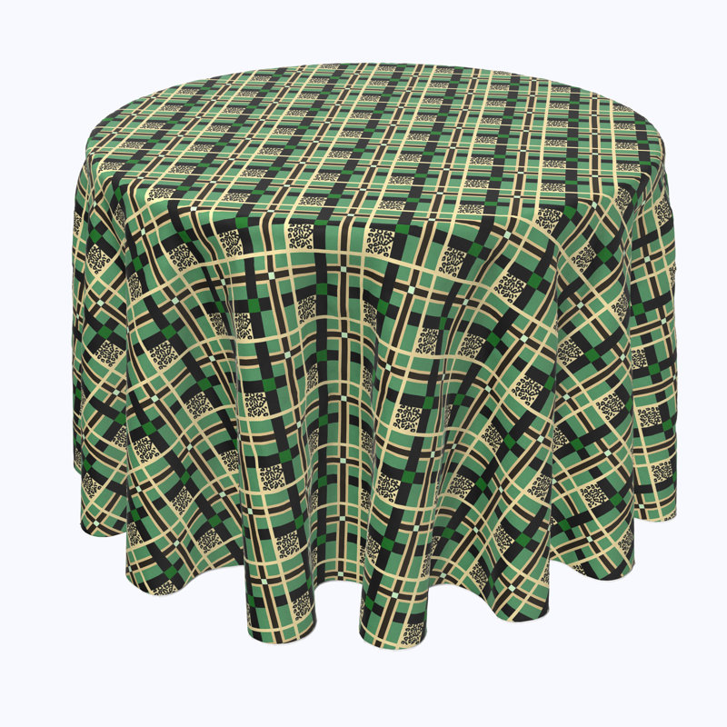 Ahouh Tartan with Leopard Spots Tablecloth, 120" x 120"
