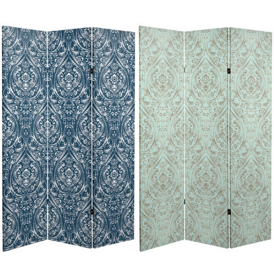 Damask Print Folding Room Divider