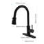 Robinet de cuisine rétractable à poignée simple en acier inoxydable noir mat à fonctionnement simple pour évier