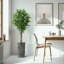 Arbre artificiel dans un pot de fleurs moderne, faux arbre en soie ficus (décoration en pot et arbre)-116650716-116650733