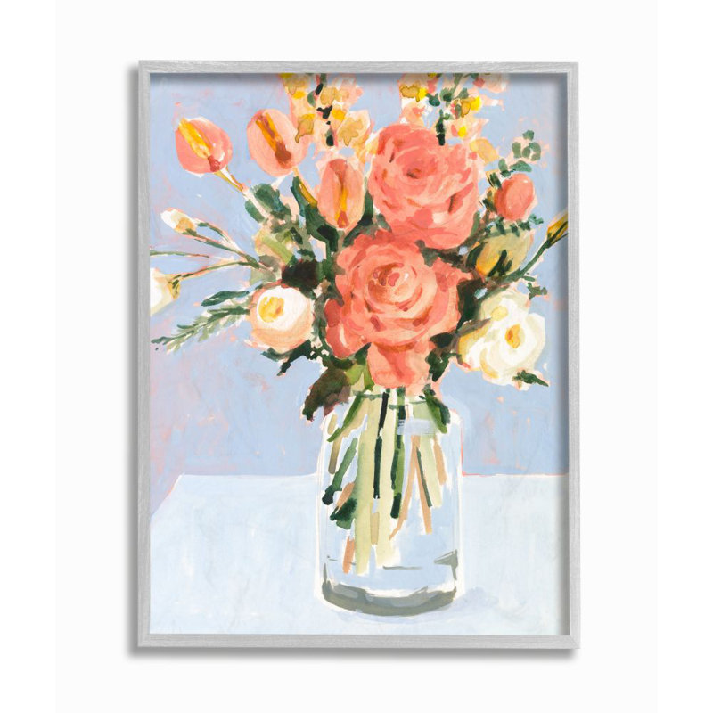«Blush Tulip and Rose Spring Floral Bouquet» par Victoria Borges, impression sur bois, H 20 po x l 16 po x 1,5 po