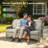 7 - Person Wicker Outdoor Conversation Set, Patio Sofa & Swivel Chair Set with Fire Pit and Cushions-186030173