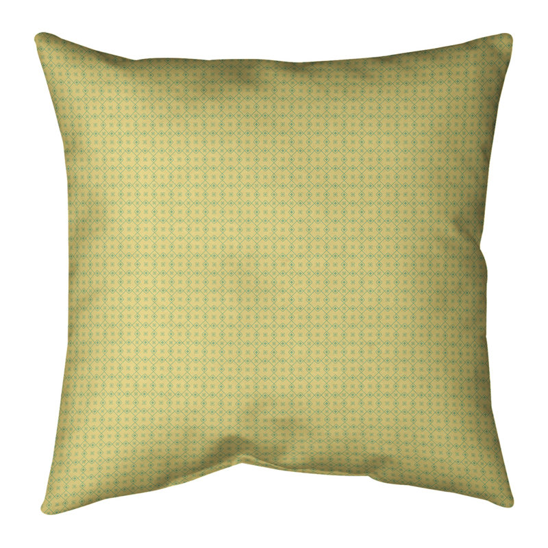 Housse de coussin Katelyn Elizabeth, 14 po x 14 po, Polyester / Bourre en polyester, Jaune / vert