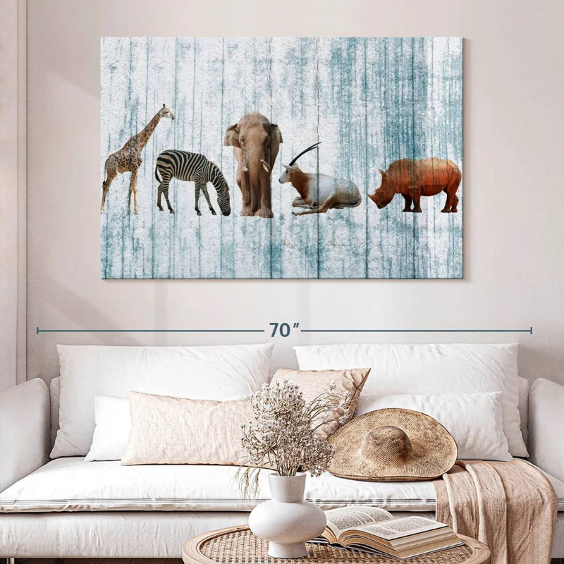 Animaux de safari en bois Brampt, H 34 po x l 51 po