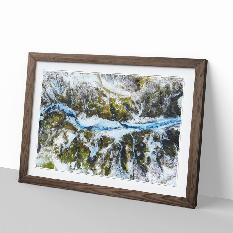 Mountain Ravine in Iceland - Framed Print, 27cm H x 36cm W x 2cm D, Walnut Framed