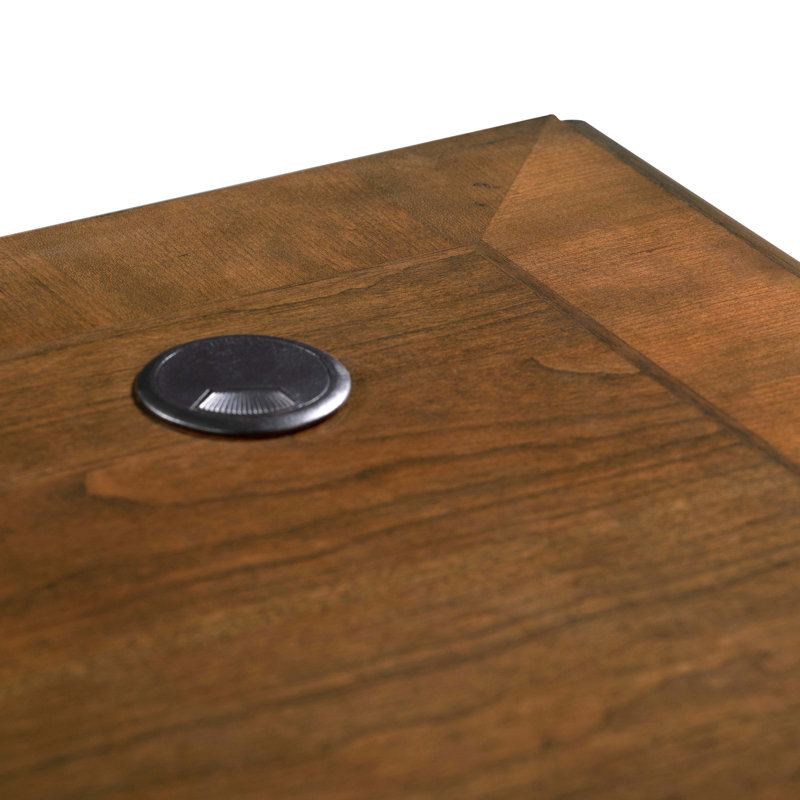 Dagostino Executive Desk with Built in Outlets, Brown/Black