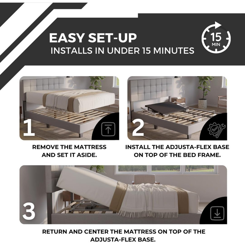 Adjusta-Flex Power Adjustable Head Lift Base with Wireless Remote Control, Uplift, Split California King