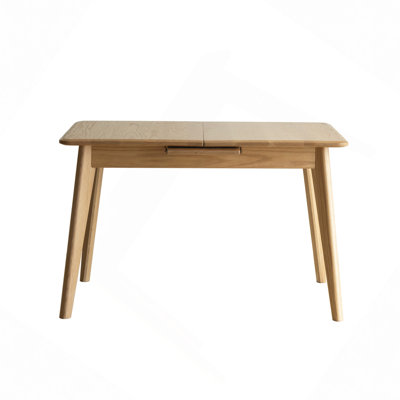 Natural Solid Oak Round Corner Diagonal Leg Telescopic Table Extending Dining Table Fitted With Metal Slide, For 6-8 People To Meet  Dining Table Wood