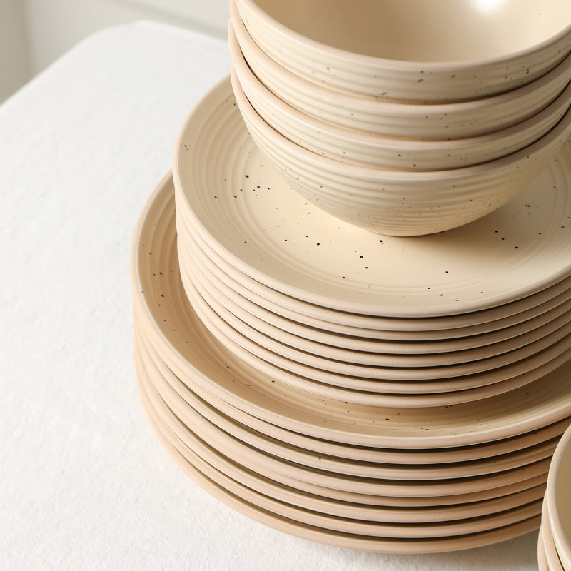 Stone Lain Lauren 32-Piece Dinnerware Set Stoneware, Beige