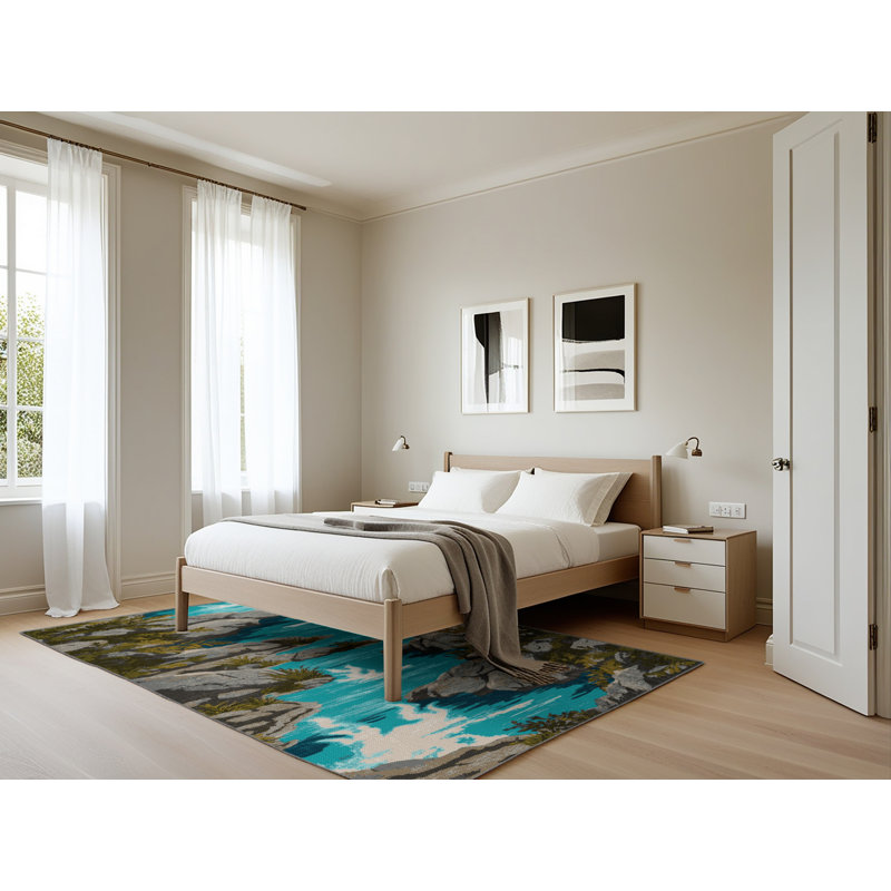 Tapis gris lavable à la machine, Rectangle 5 pi x 7 pi