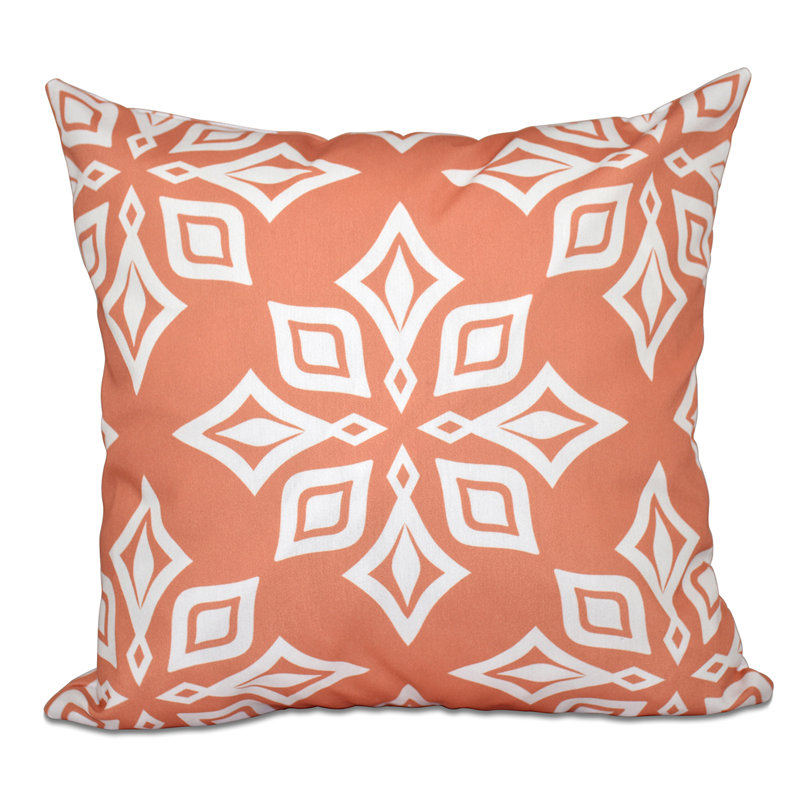 Beach Vacation Geometric Reversible Throw Pillow, 18" H x 18" W, Coral