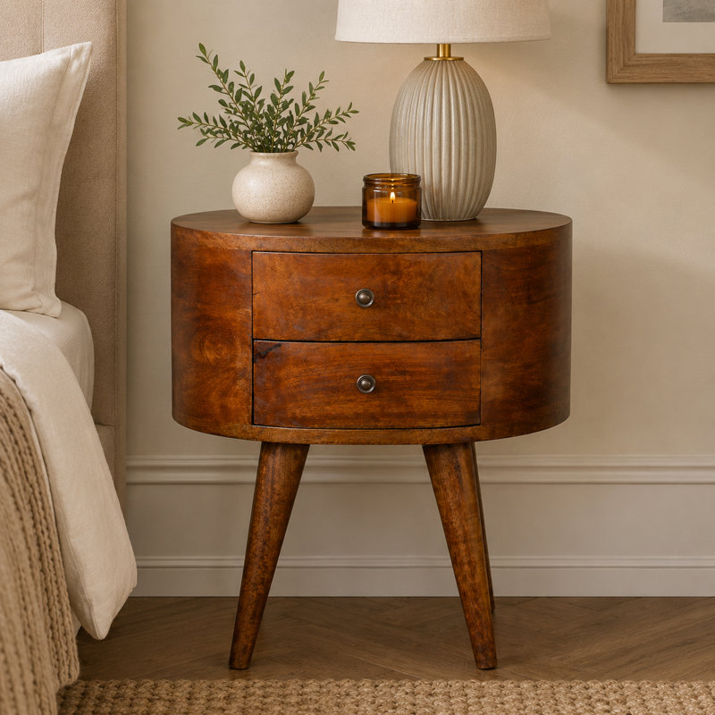 Stacey 45cm W Solid Wood Bedside Table