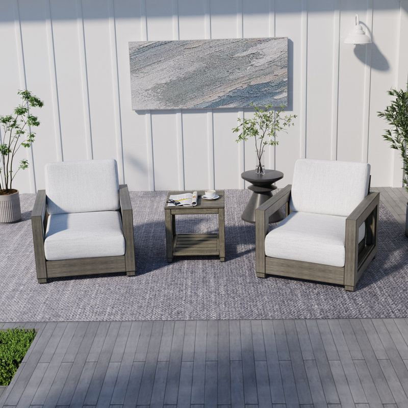 Ensemble de conversation de patio en aluminium 3 pièces avec cadre et coussins peints à la main Marjani