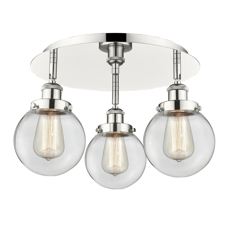 Alphonsa Glass Flush Mount, Clear, Polished Nickel