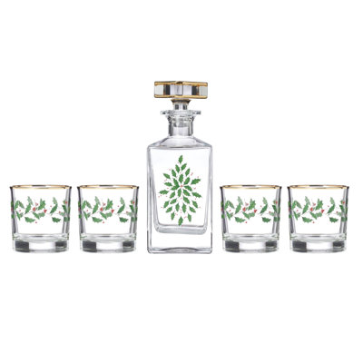 Holiday 5-Piece Decanter & Whiskey Glass Set