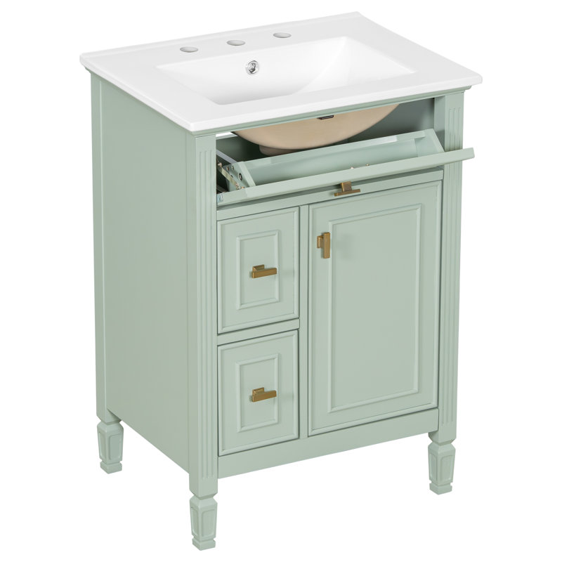 Meuble-lavabo 24 po avec lavabo, Vert, 24"