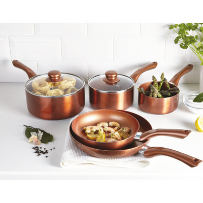Symple Stuff Dorthea 5 Piece Copper Non Stick Cookware Set