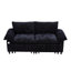Canapé-lit gigogne en velours noir de 185 cm avec matelas dissimulé
