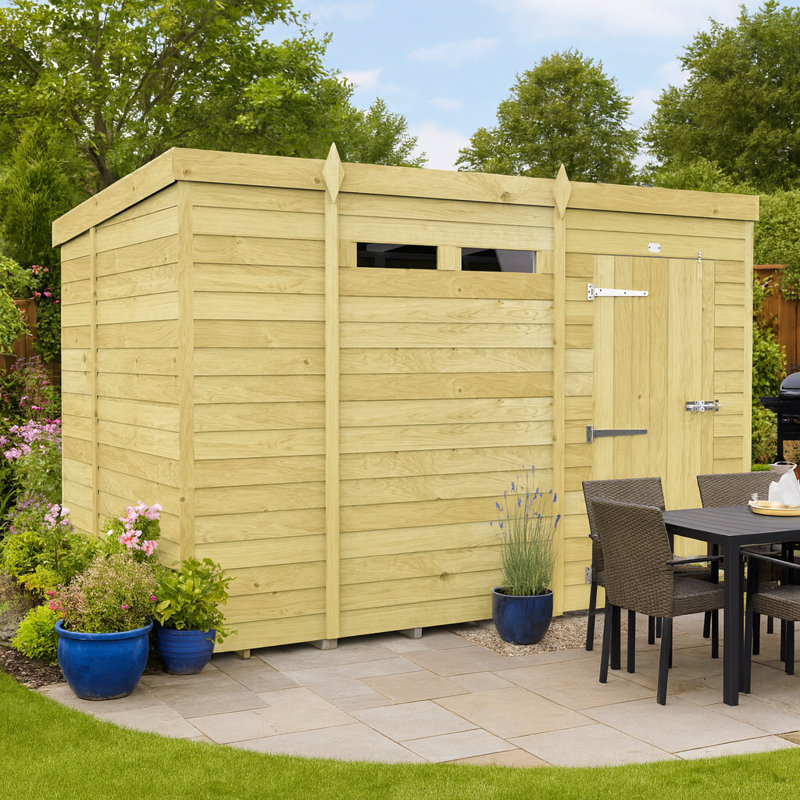 11ft x 6ft Pent Security Shed - Single Door