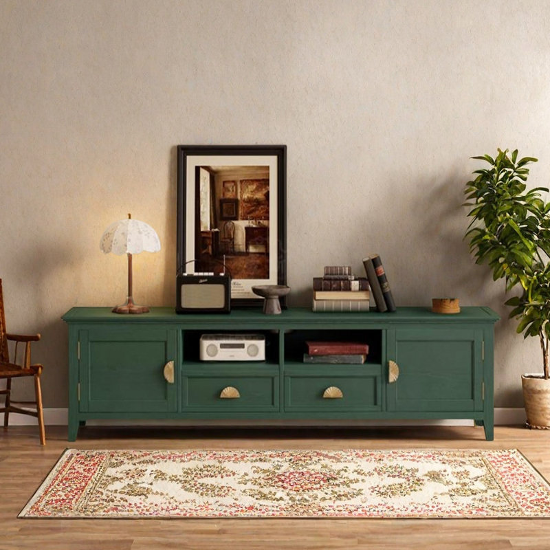 Meuble télé au design rétro et unique, H 20,07 po x L 70,86 po x l 15,74 po