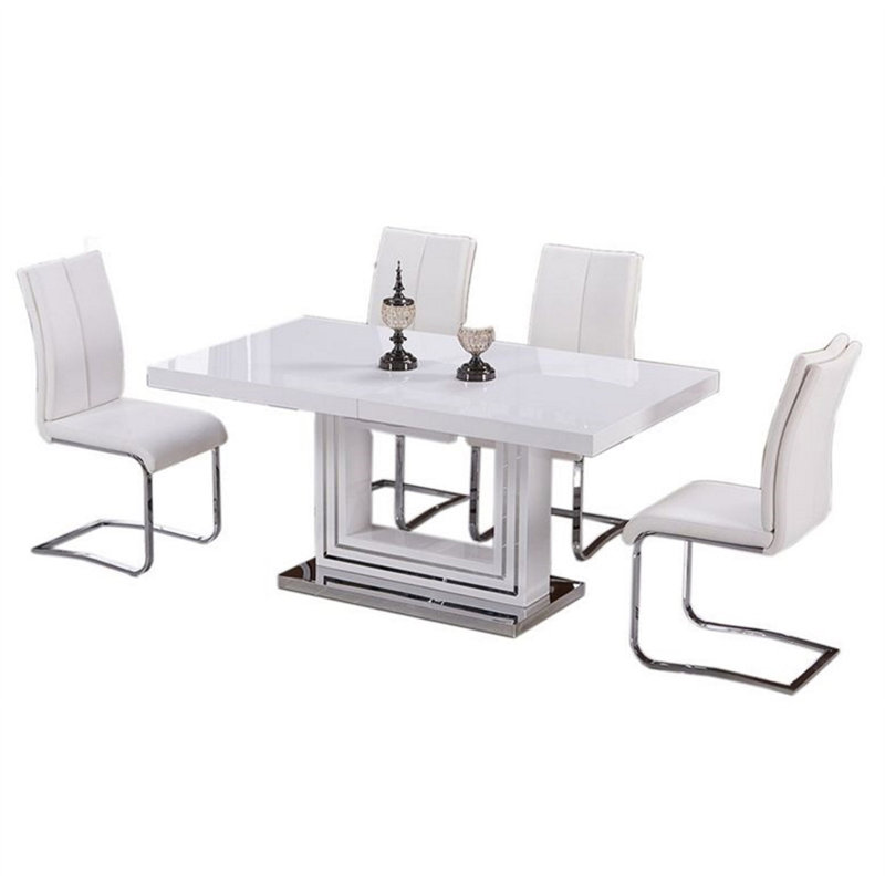 Black Faux Leather Upholstered Dining Chair Set Of 2(Only Dining Chairs), White