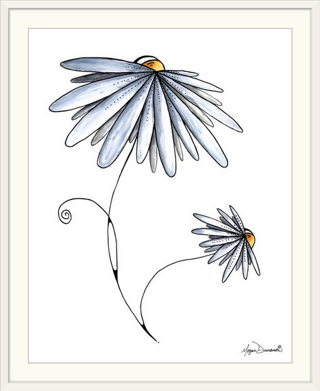 «Reicherter Daisies» par Megan Duncanson, reproduction d'art, H 23 po x l 20 po x P 1 po, Cadre blanc
