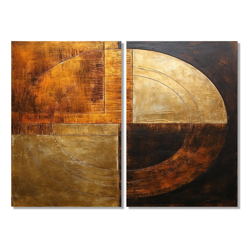 Bronze Brilliance Symetry - Abstract Shapes, art mural, H 36 po x l 48 po, Toile tendue, Ne s’applique pas