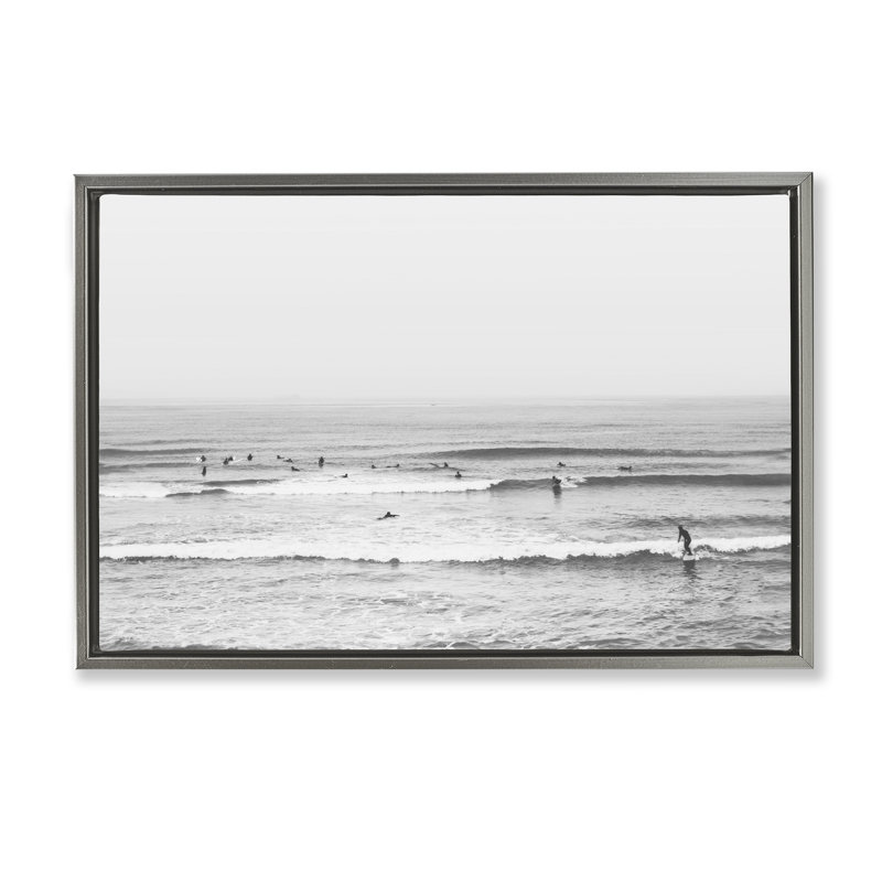 Cadre flottant Surfers Rider Waves, Cadre flottant gris lustré, H 17 po x l 25 po