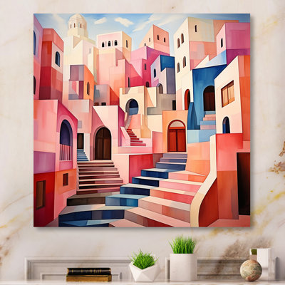 Islam Village In Pink 1 - Islam Metal Wall Art