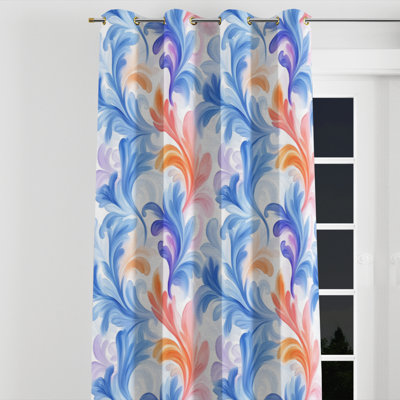 Rideaux French Country - rideau à œillets à motif de pétales bleus Curl - 1 panneau