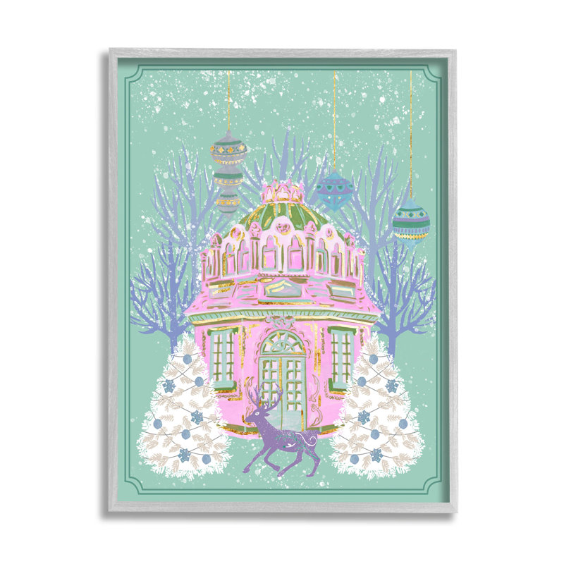 «Vintage Pastel Holiday Reindeer» par Melissa Wang - peinture sur toile, H 30 po x l 24 po x P 1,5 po