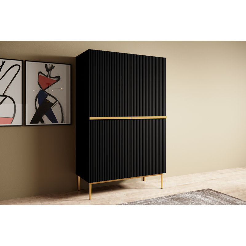 Alessja 2 Door Manufactured Wood Wardrobe, Black/Gold
