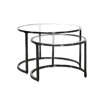 Herlef Glass Top Nesting Coffee Table