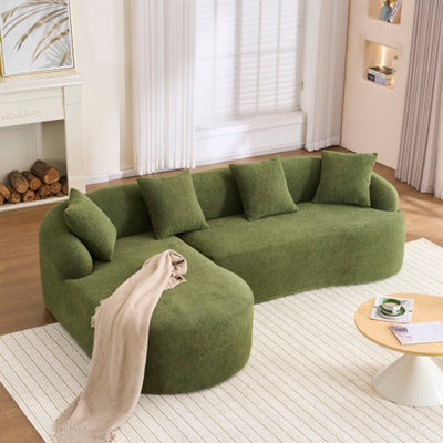 Canapé modulaire en L Chenille avec méridienne incurvée - éponge haute densité 30D, capacité de poids de 900 lb pour les appartements