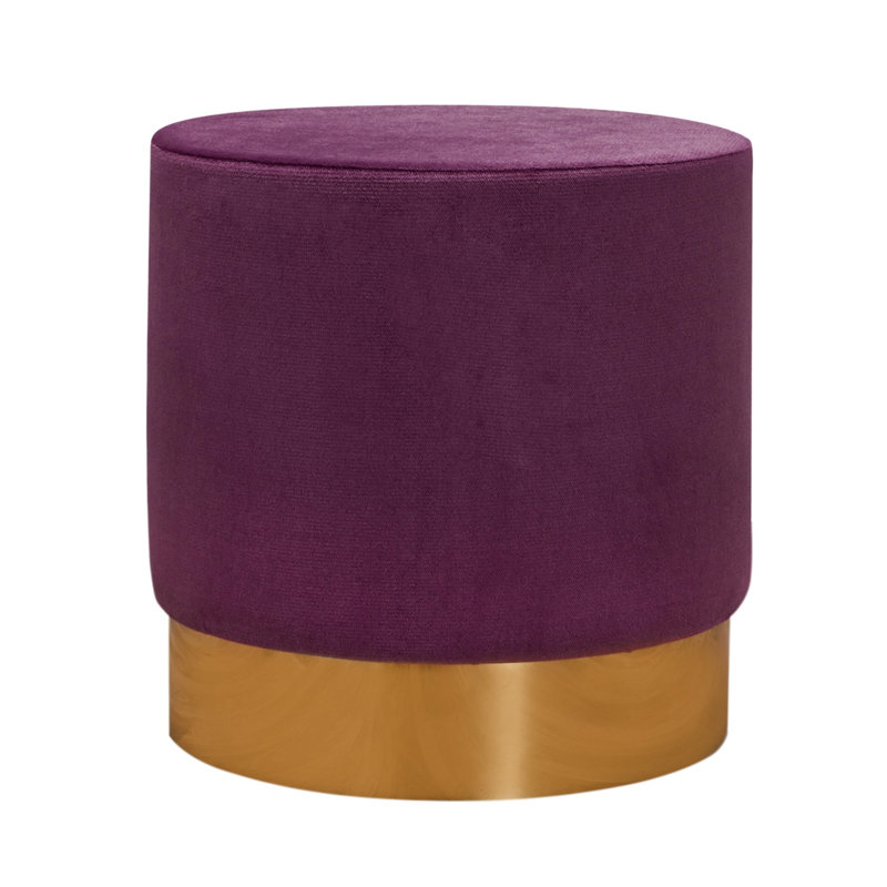 Frasure 15.7" Wide Round Footstool Ottoman, Purple 100% Polyester