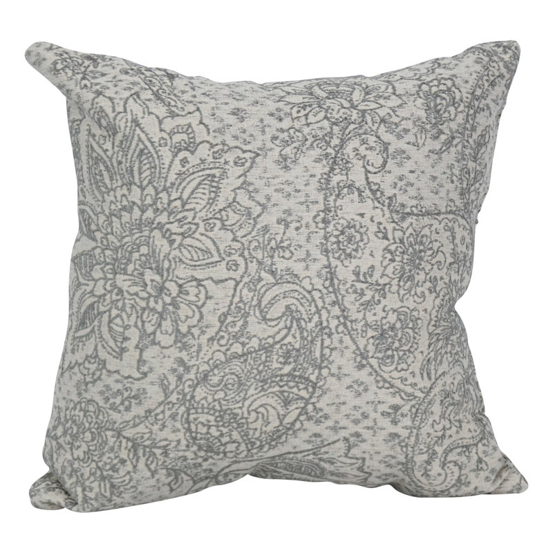 Gray and White Jacquard Square Throw Pillow with Insert