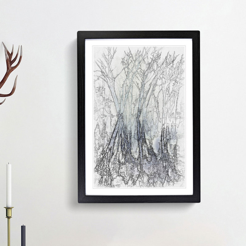 Reflection of Trees in a Forest in Abstract - Picture Frame Graphic Art Print, Black Framed, 48cm H x 36cm W x 2cm D