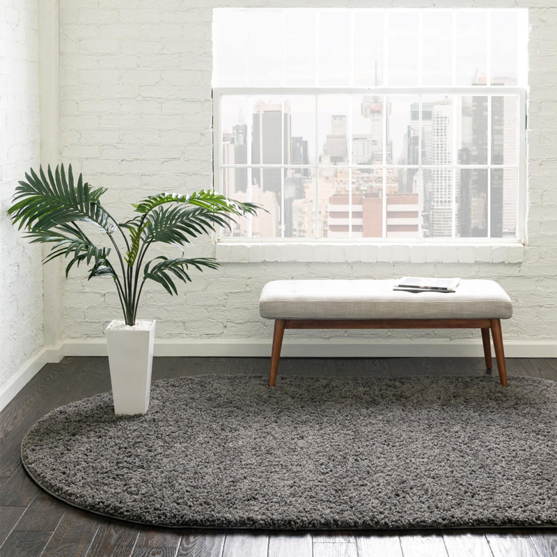 Tapis gris foncé , Ovale 8 pi x 10 pi