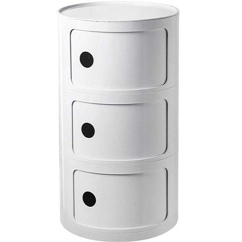 Table de chevet moderne empilable avec rangement - table d'appoint à 3 niveaux avec tiroirs Modern, Blanc