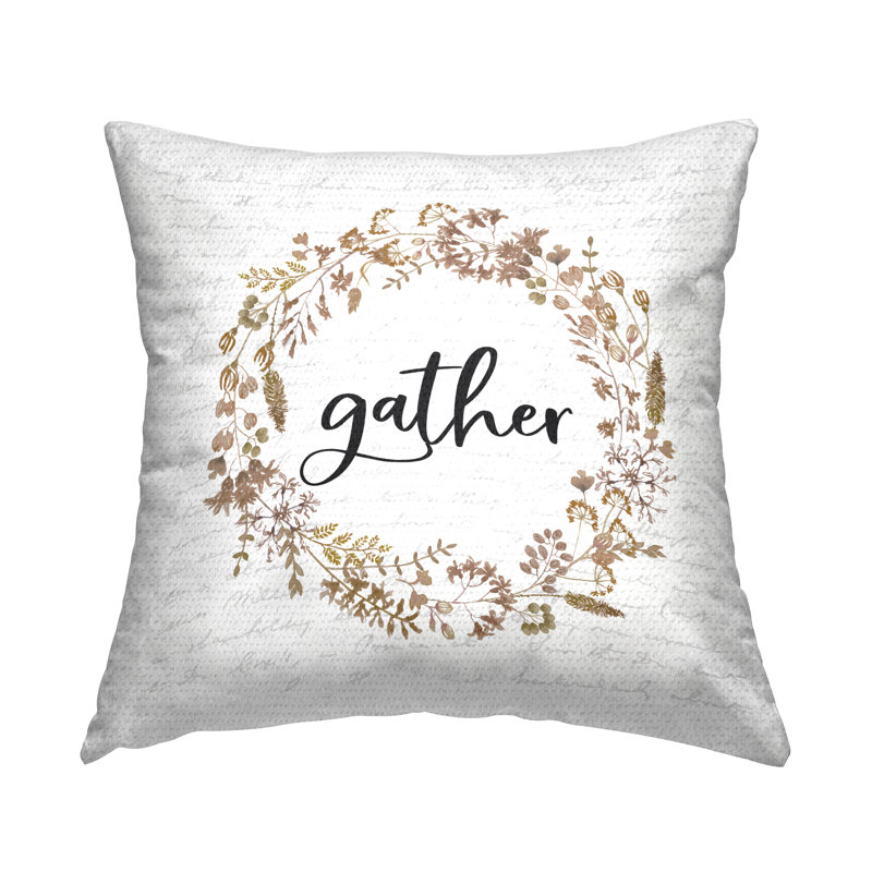 Coussin d'extérieur «Gather Expression» à motif de feuilles d'automne
