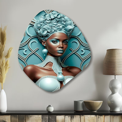 Superbe reine africaine en couleurs rétro I - femme afro-américaine en forme de nébuleuse asymétrique