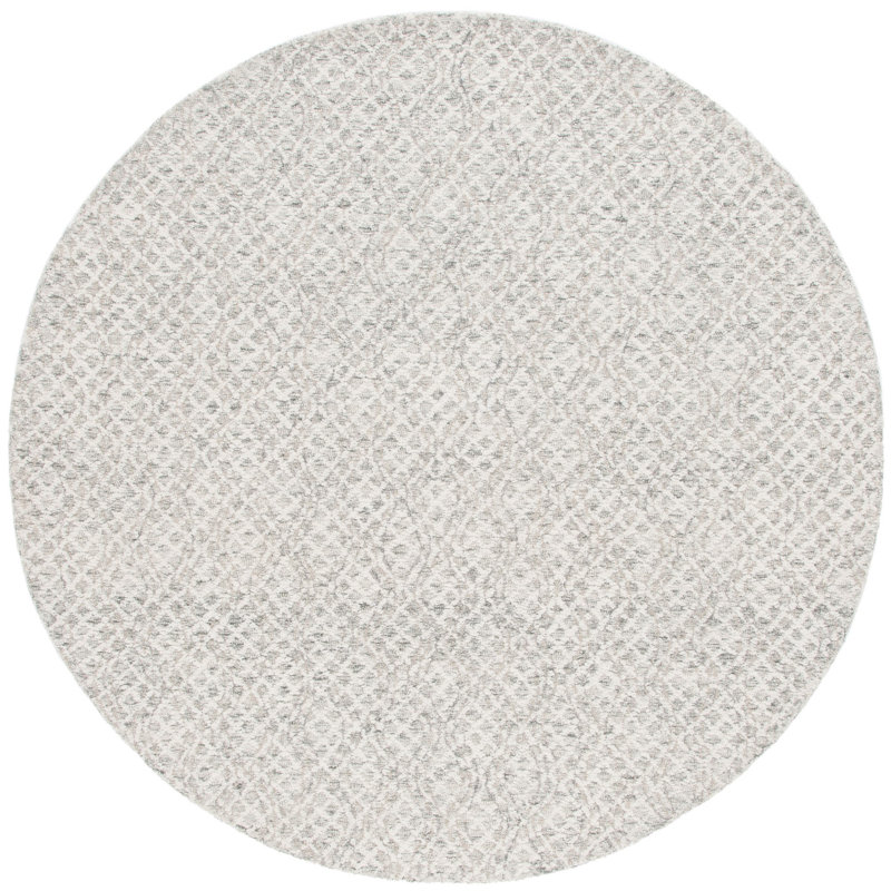 Tapis en laine et en coton touffeté à la main Desireah, Rond 6 pi