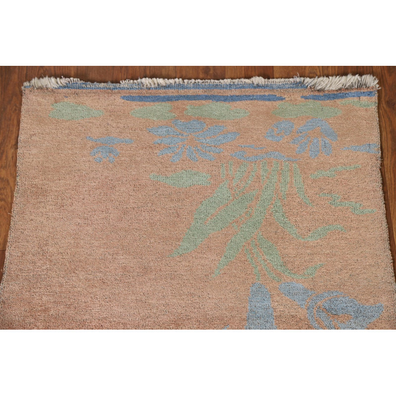 Vegetable Dye Floral Oushak Turkish Rug 2x3