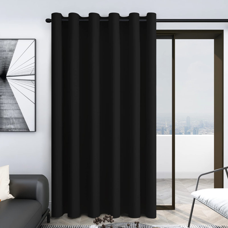 Penkridge Room Darkening Curtain Single Panel, 80" W x 84" L, Black
