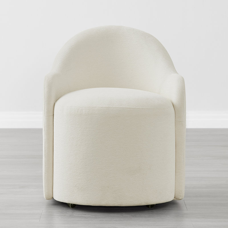 Upholstered Dining Chairs with Hidden Casters, Linen