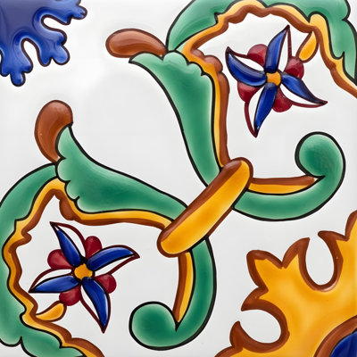 Mediterranean 6'' x 6'' Hand Painted Ceramic Decorative Mural
