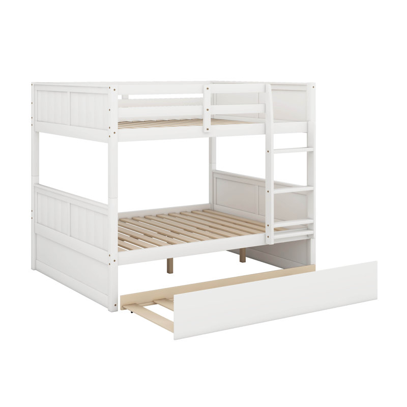 Lit double superposé au dessus d'un lit double avec lit gigogne, Blanc